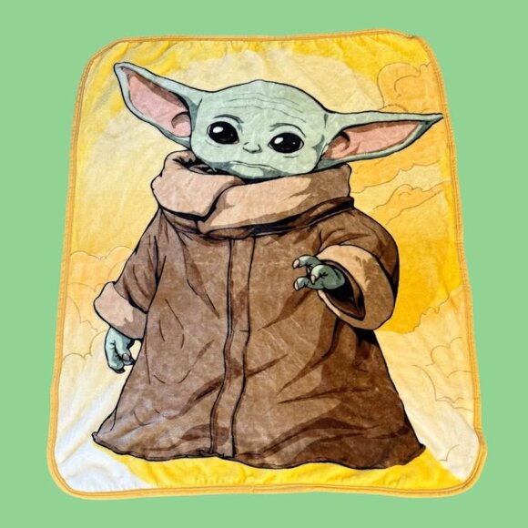 Kids Star Wars‎ Grogu Fleece Throw Blanket-46.5 x 38.5-Barely Used! - Picture 1 of 4